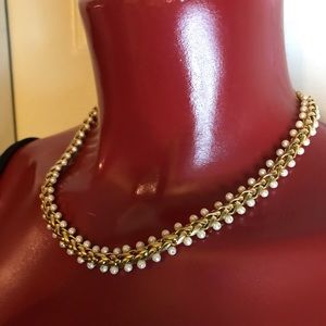 Vintage Richelieu Beaded Gold Tone Rope Chain Necklace 17"  - 8" Drop Choker